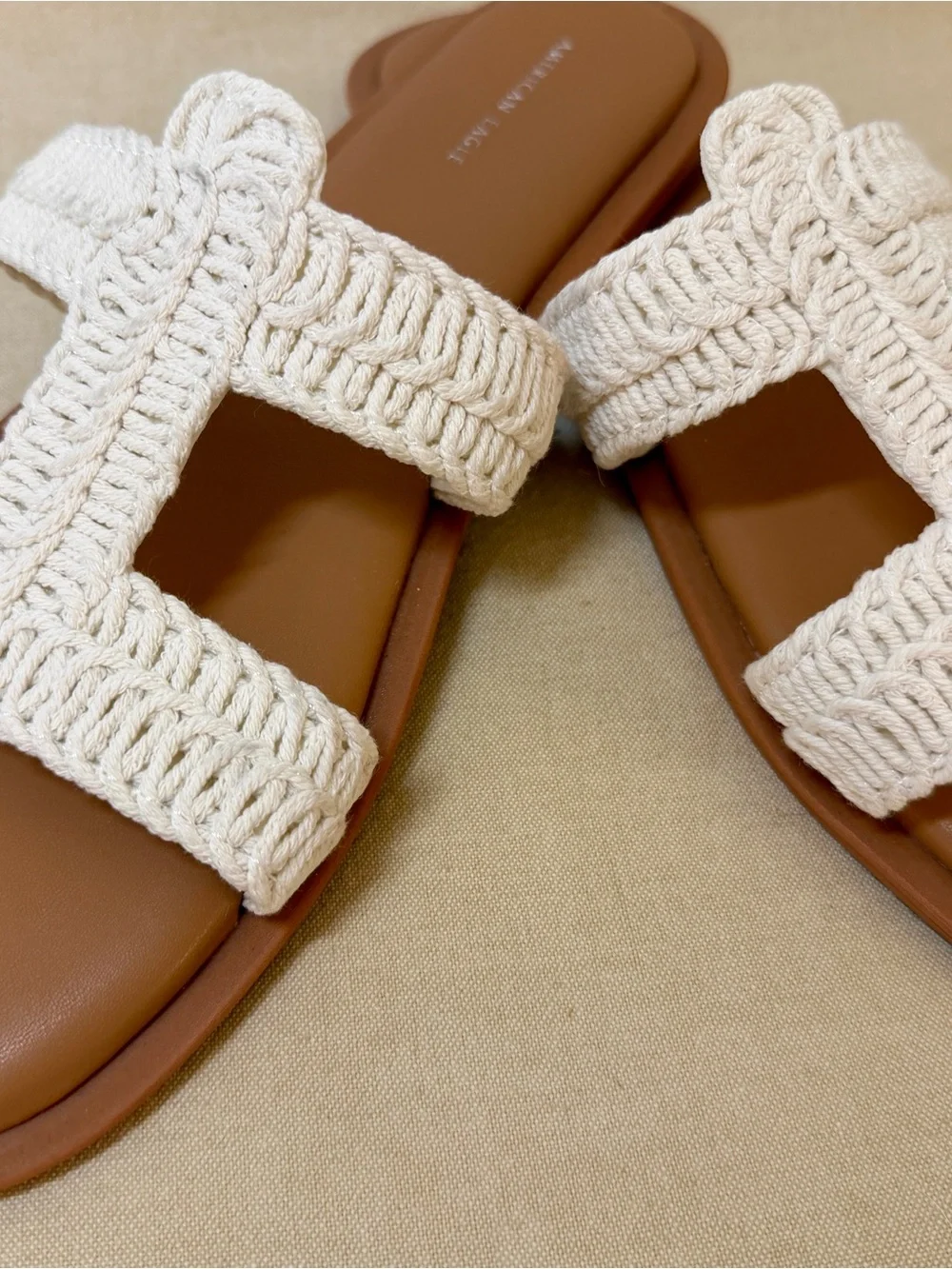 American Eagle Outfitters Women's White Braided Slide Sandals Size 11